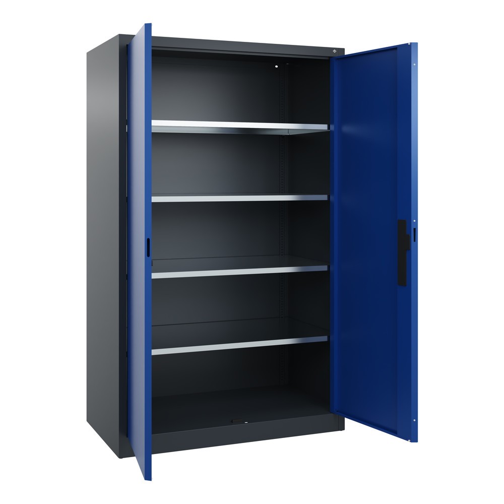Productafbeelding nr. 17: Werkplaatsdraaideurkast C+P met 4 legborden, hxbxd 1.950 x 1.200 x 600 mm, antracietgrijs, gentiaanblauw