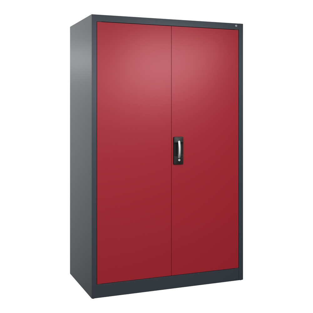 Product afbeelding: Werkplaatsdraaideurkast C+P met 4 legborden, hxbxd 1.950 x 1.200 x 600 mm, antracietgrijs, robijnrood