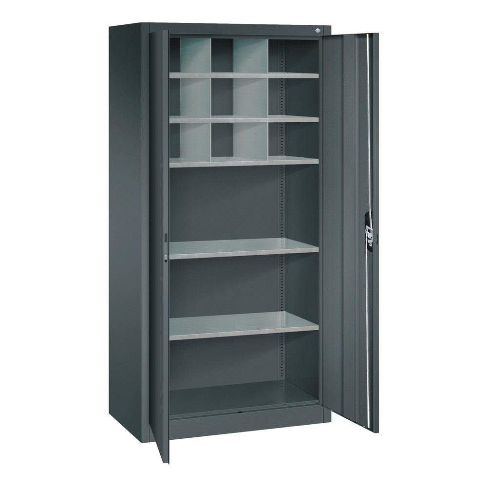 Productafbeelding nr. 5: Werkplaatsdraaideurkast C+P met centrale wand + 8 legborden, hxbxd 1.950 x 930 x 500 mm, lichtgrijs, antracietgrijs