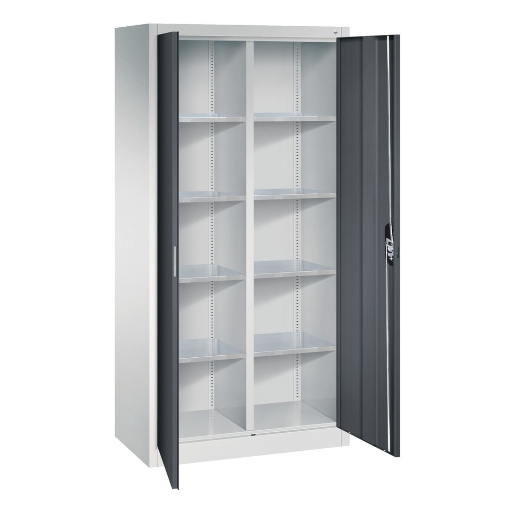 Productafbeelding nr. 4: Werkplaatsdraaideurkast C+P met centrale wand + 8 legborden, hxbxd 1.950 x 930 x 500 mm, antracietgrijs, antracietgrijs