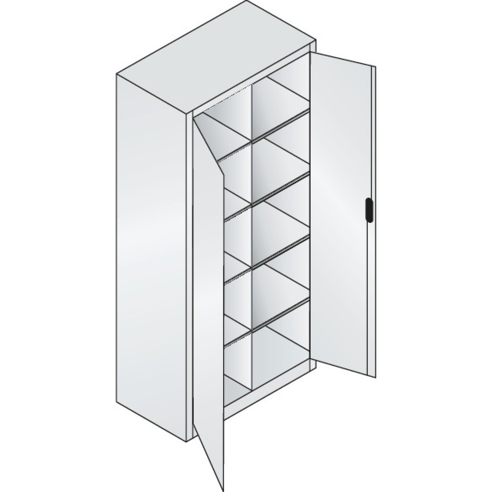 Productafbeelding nr. 3: Werkplaatsdraaideurkast C+P met centrale wand + 8 legborden, hxbxd 1.950 x 930 x 500 mm, antracietgrijs, gentiaanblauw