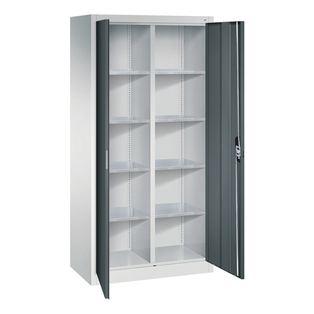 Productafbeelding nr. 7: Werkplaatsdraaideurkast C+P met centrale wand + 8 legborden, hxbxd 1.950 x 930 x 500 mm, lichtgrijs, antracietgrijs