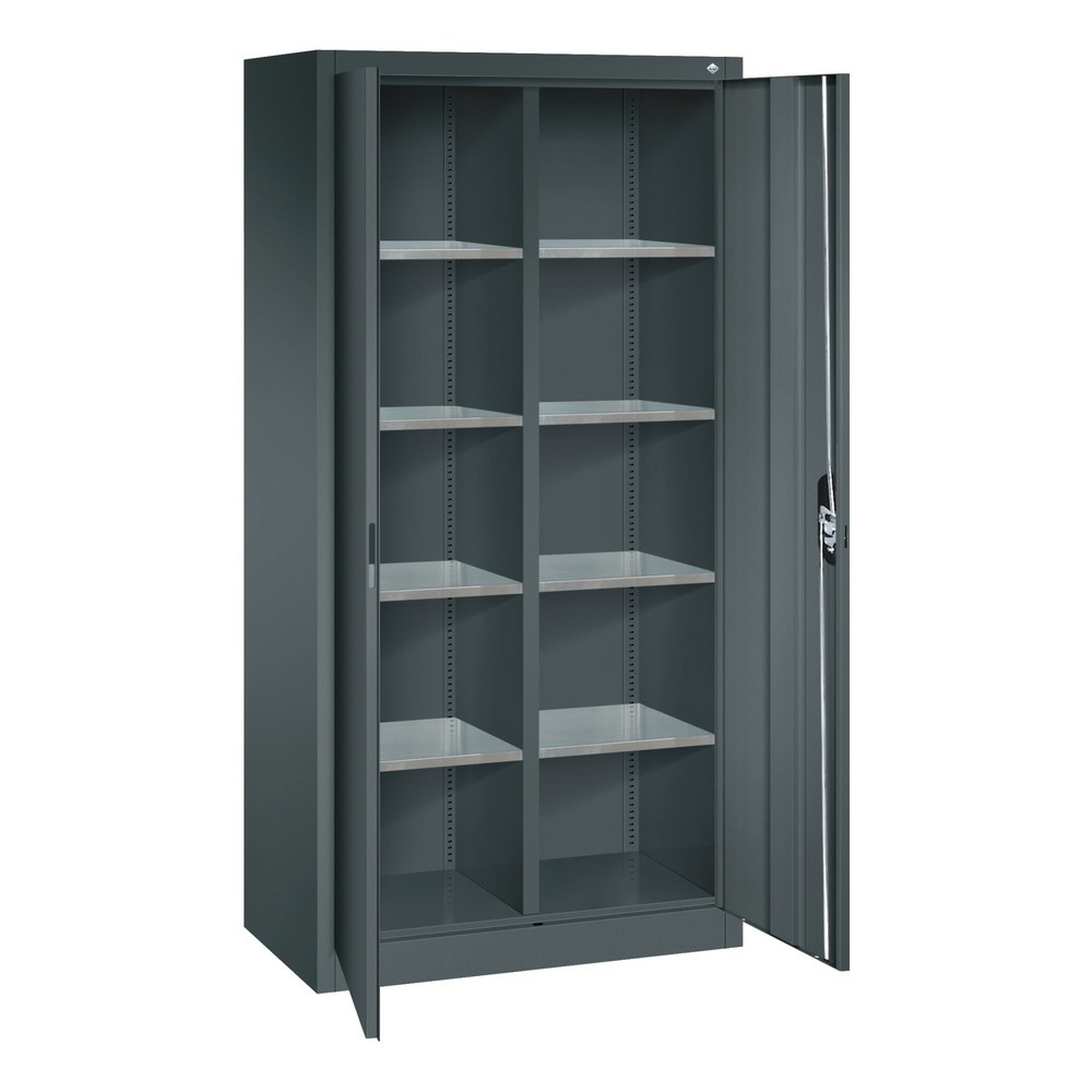 Productafbeelding nr. 6: Werkplaatsdraaideurkast C+P met centrale wand + 8 legborden, hxbxd 1.950 x 930 x 500 mm, antracietgrijs, antracietgrijs