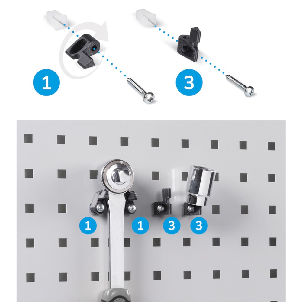 Productafbeelding nr. 9: Werkplaatskast Fami PERFOM, 4 geperforeerde legborden, 3 lades, geperforeerde platen voor deur, bakken, hxbxd 2.000 x 1.023 x 726 mm, lichtblauw