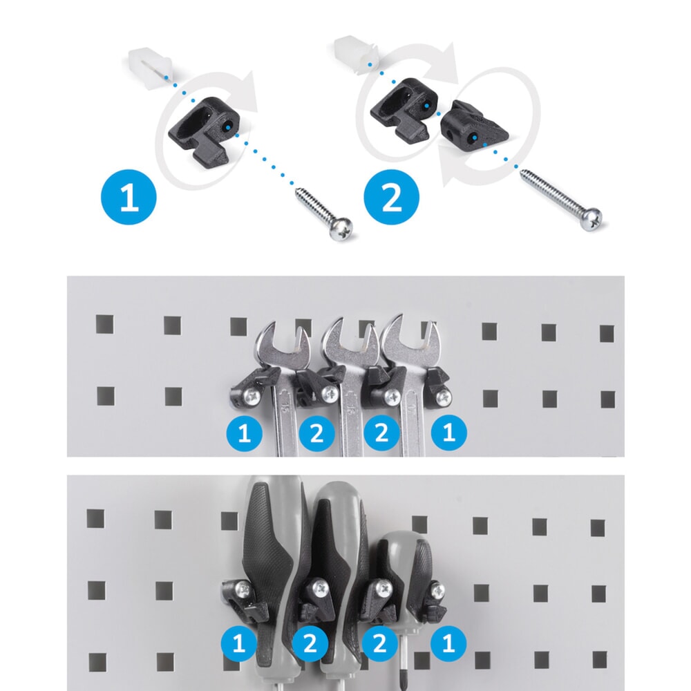 Productafbeelding nr. 10: Werkplaatskast Fami PERFOM, 4 geperforeerde legborden, 3 lades, geperforeerde platen voor deur, bakken, hxbxd 2.000 x 1.023 x 726 mm, lichtblauw