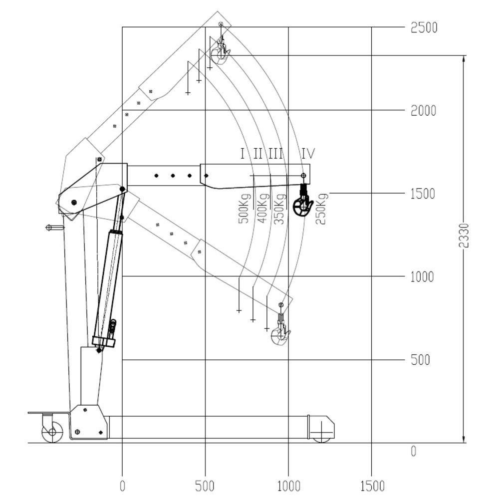 Productafbeelding nr. 3: Werkplaatskraan met parallelle wielarmen, inklapbaar, cap. 500 kg