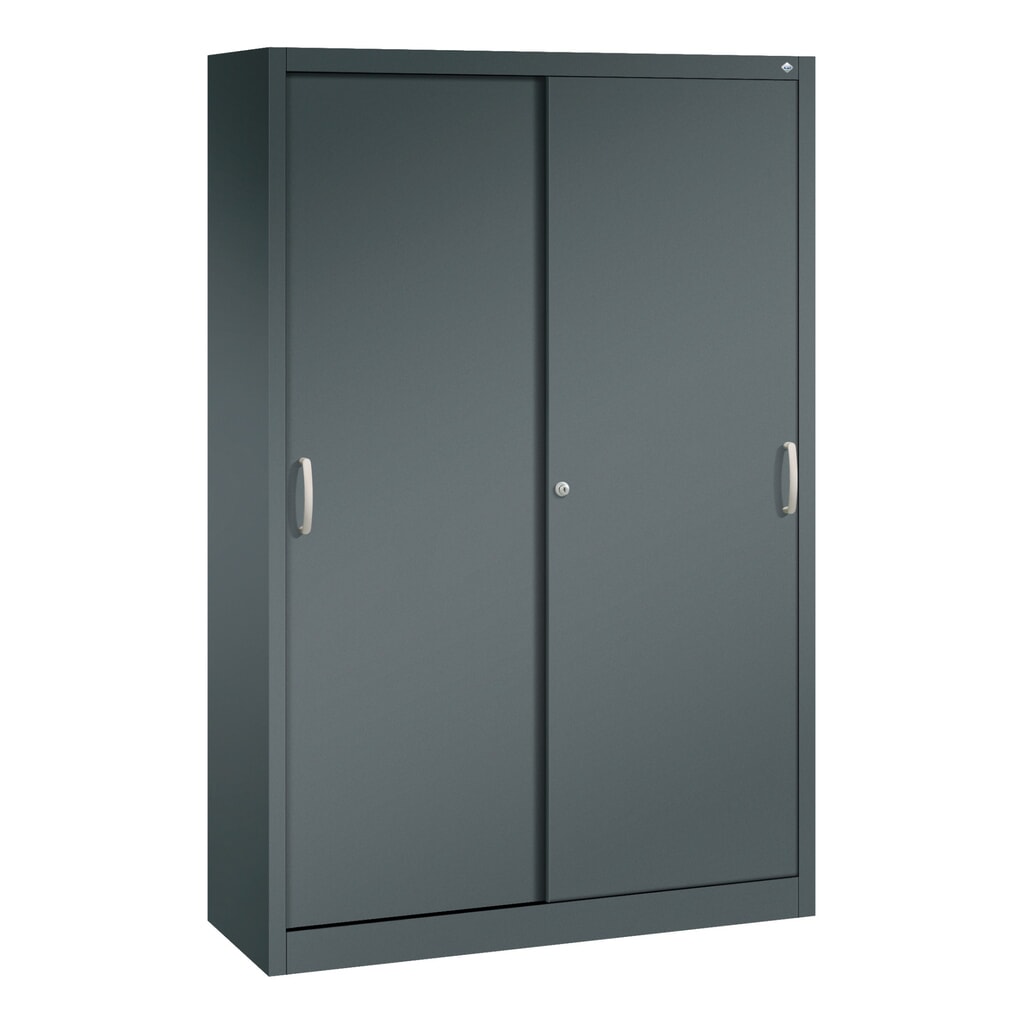 Product afbeelding: Werkplaatsschuifdeurkast C+P met 4 legborden, hxbxd 1.950 x 1.200 x 400 mm, antracietgrijs, antracietgrijs