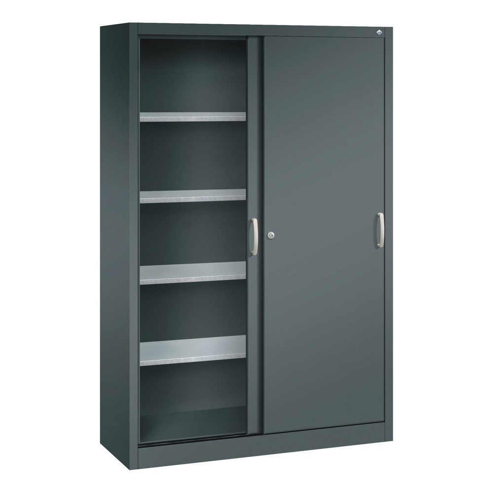 Productafbeelding nr. 3: Werkplaatsschuifdeurkast C+P met 4 legborden, hxbxd 1.950 x 1.200 x 400 mm, antracietgrijs, antracietgrijs