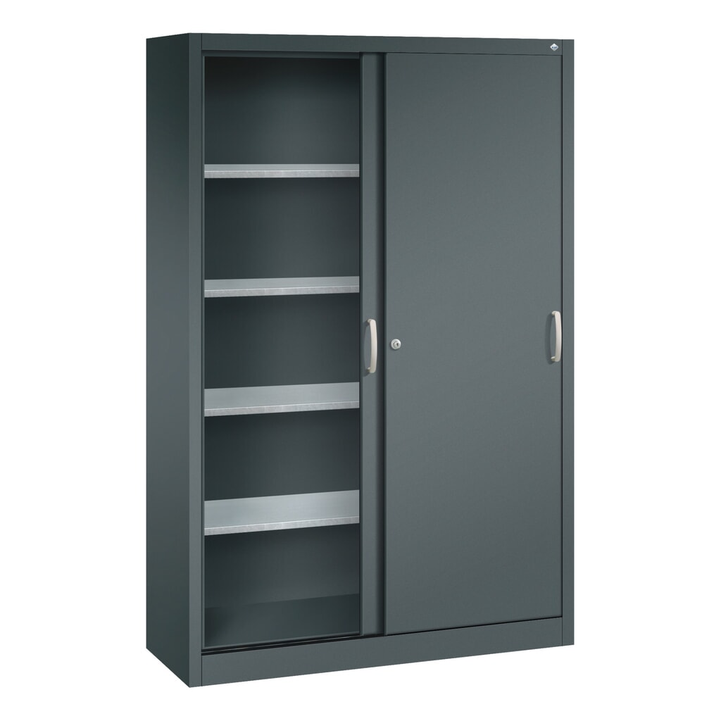 Productafbeelding nr. 3: Werkplaatsschuifdeurkast C+P met 4 legborden, hxbxd 1.950 x 1.200 x 400 mm, antracietgrijs, antracietgrijs