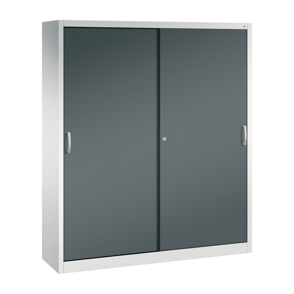 Productafbeelding nr. 1: Werkplaatsschuifdeurkast C+P met 8 legborden, hxbxd 1.950 x 1.600 x 400 mm, scheidingswand, lichtgrijs, antracietgrijs
