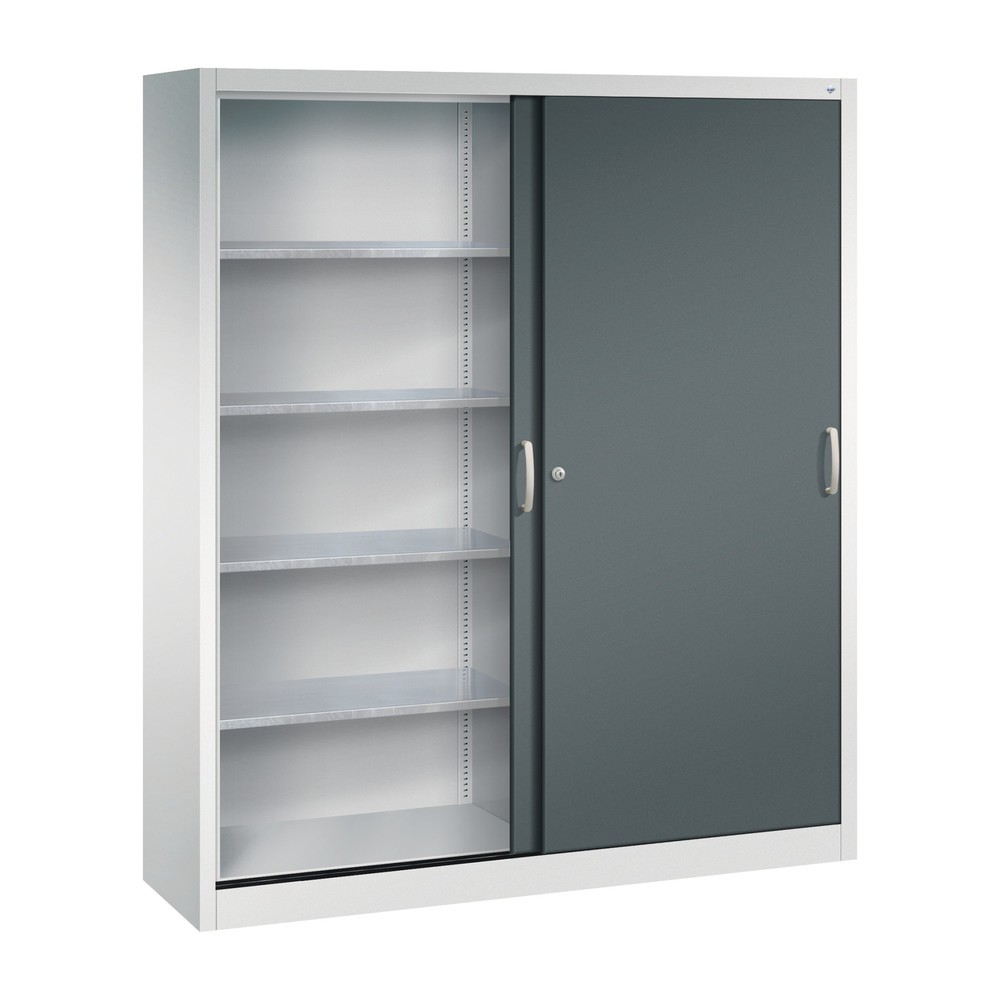 Productafbeelding nr. 3: Werkplaatsschuifdeurkast C+P met 8 legborden, hxbxd 1.950 x 1.600 x 400 mm, scheidingswand, lichtgrijs, antracietgrijs