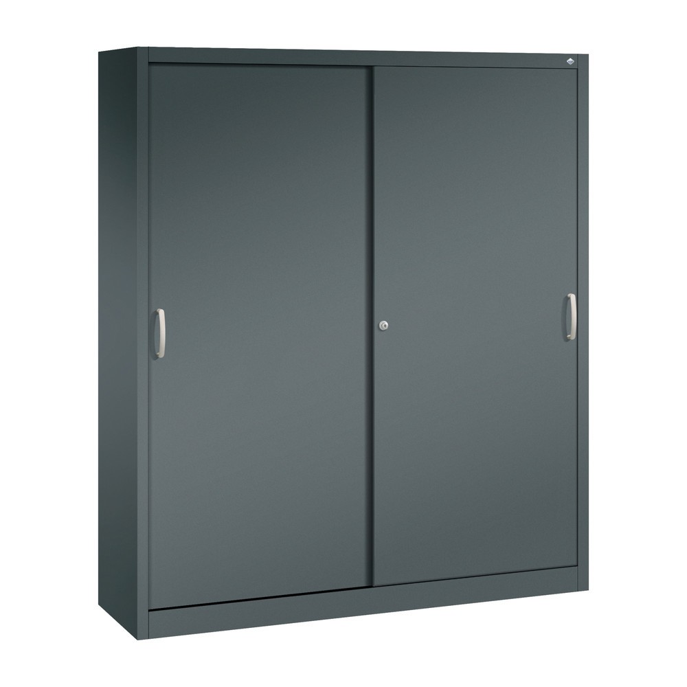 Productafbeelding nr. 1: Werkplaatsschuifdeurkast C+P met 8 legborden, hxbxd 1.950 x 1.600 x 400 mm, scheidingswand, antracietgrijs, antracietgrijs
