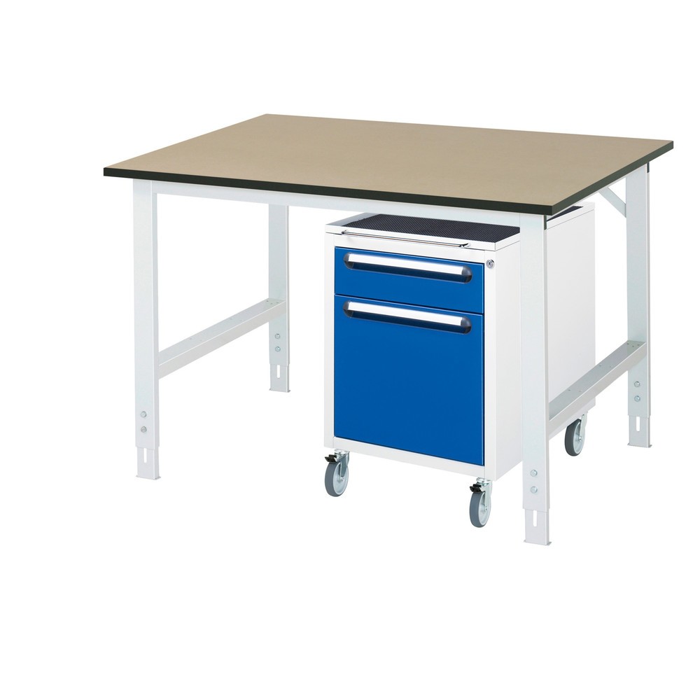 Product afbeelding: Werkplaatsset RAU TOM 2-delig, met werktafel, hxbxd 760-1.080 x 1.250 x 1.000 mm, mdf werkblad, excl. rolcontainer met 2 lades, hxbxd 690 x 480 x 600 mm