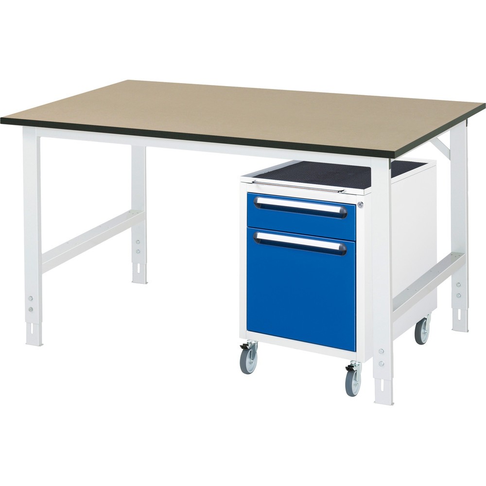 Product afbeelding: Werkplaatsset RAU TOM 2-delig, met werktafel, hxbxd 760-1.080 x 1.500 x 1.000 mm, mdf werkblad, excl. rolcontainer met 2 lades, hxbxd 690 x 480 x 600 mm