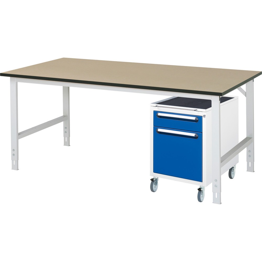 Product afbeelding: Werkplaatsset RAU TOM 2-delig, met werktafel, hxbxd 760-1.080 x 2.500 x 1.000 mm, mdf werkblad, excl. rolcontainer met 2 lades, hxbxd 690 x 480 x 600 mm