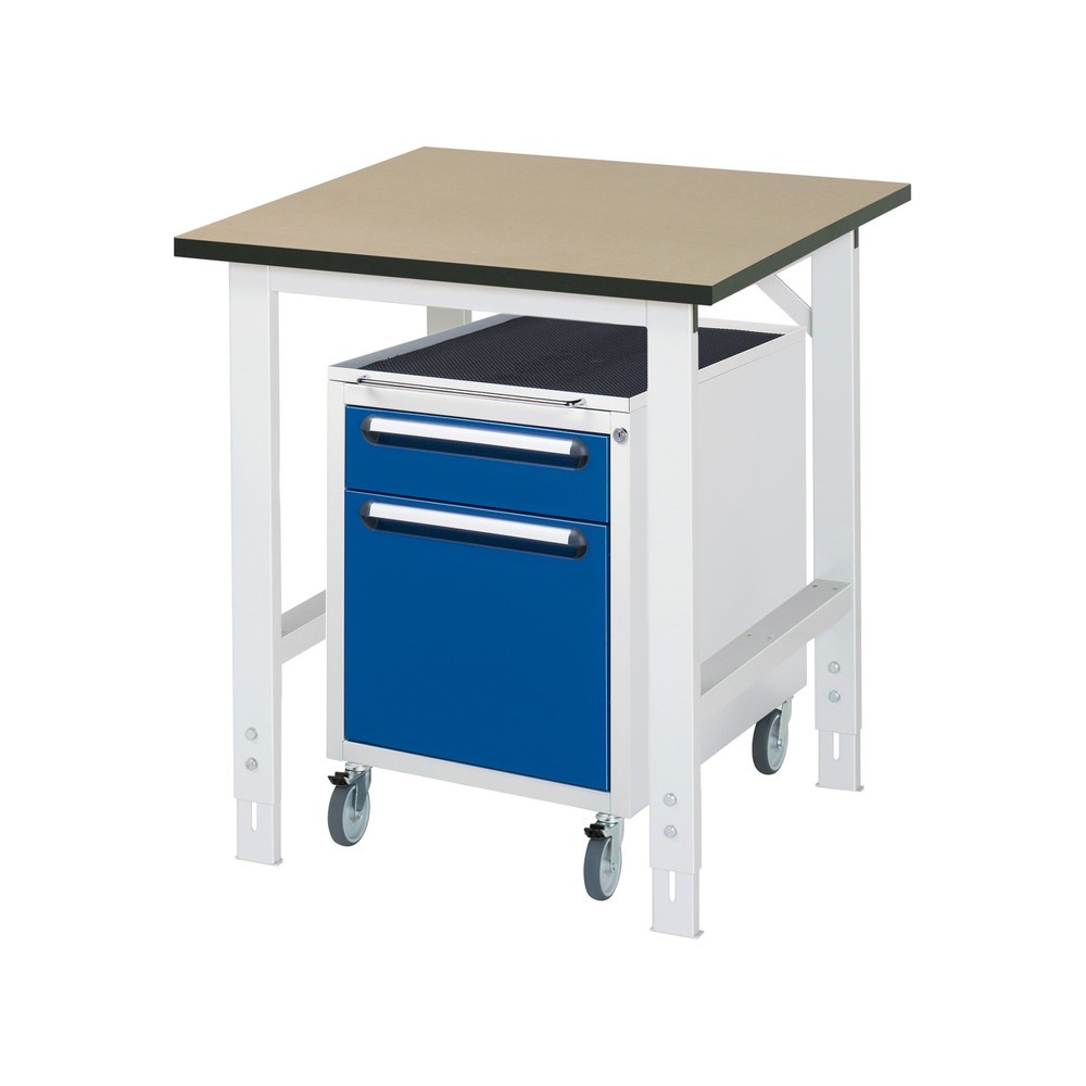 Product afbeelding: Werkplaatsset RAU TOM 2-delig, met werktafel, hxbxd 760-1.080 x 750 x 800 mm, mdf werkblad, excl. rolcontainer met 2 lades, hxbxd 690 x 480 x 600 mm