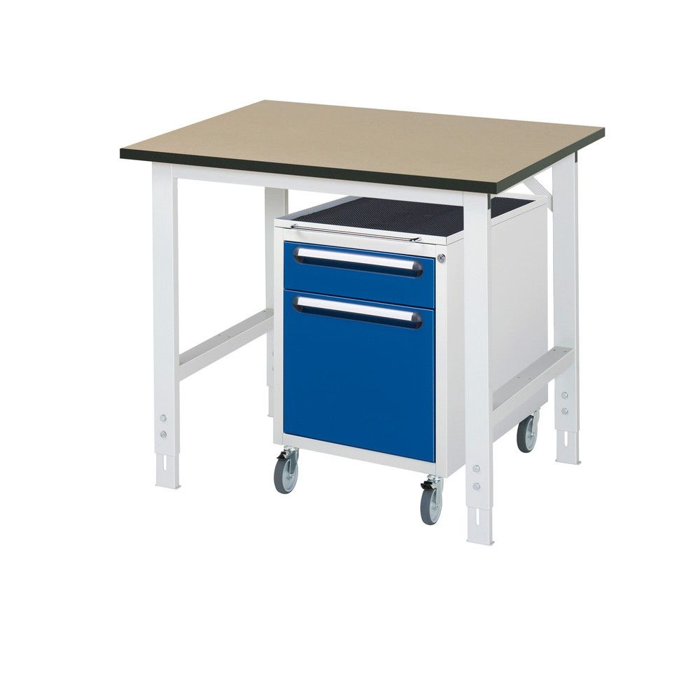 Product afbeelding: Werkplaatsset RAU TOM 2-delig, met werktafel, hxbxd 760-1.080 x 1.000 x 800 mm, mdf werkblad, excl. rolcontainer met 2 lades, hxbxd 690 x 480 x 600 mm
