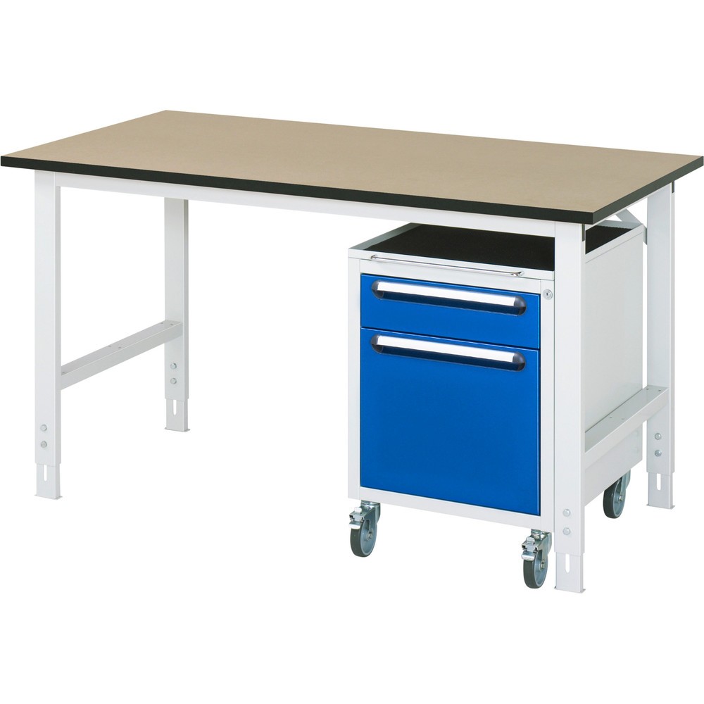 Product afbeelding: Werkplaatsset RAU TOM 2-delig, met werktafel, hxbxd 760-1.080 x 1.500 x 800 mm, mdf werkblad, excl. rolcontainer met 2 lades, hxbxd 690 x 480 x 600 mm
