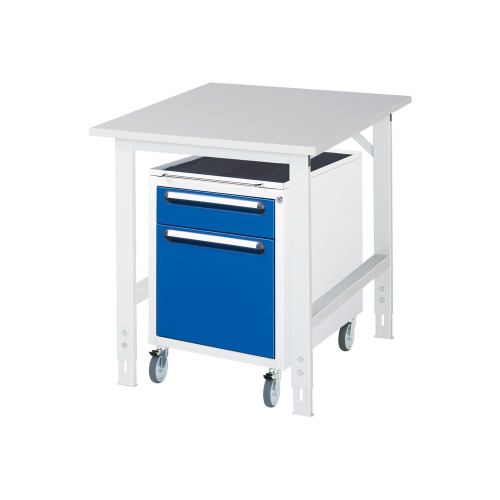Product afbeelding: Werkplaatsset RAU TOM 2-delig, met werktafel, hxbxd 760-1.080 x 750 x 1.000 mm, werkblad met melaminelaag, excl. rolcontainer met 2 lades, hxbxd 690 x 480 x 600 mm