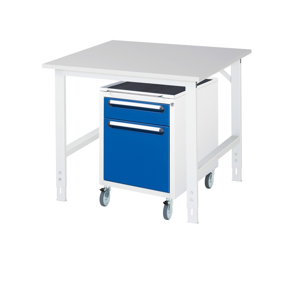 Product afbeelding: Werkplaatsset RAU TOM 2-delig, met werktafel, hxbxd 760-1.080 x 1.000 x 1.000 mm, werkblad met melaminelaag, excl. rolcontainer met 2 lades, hxbxd 690 x 480 x 600 mm