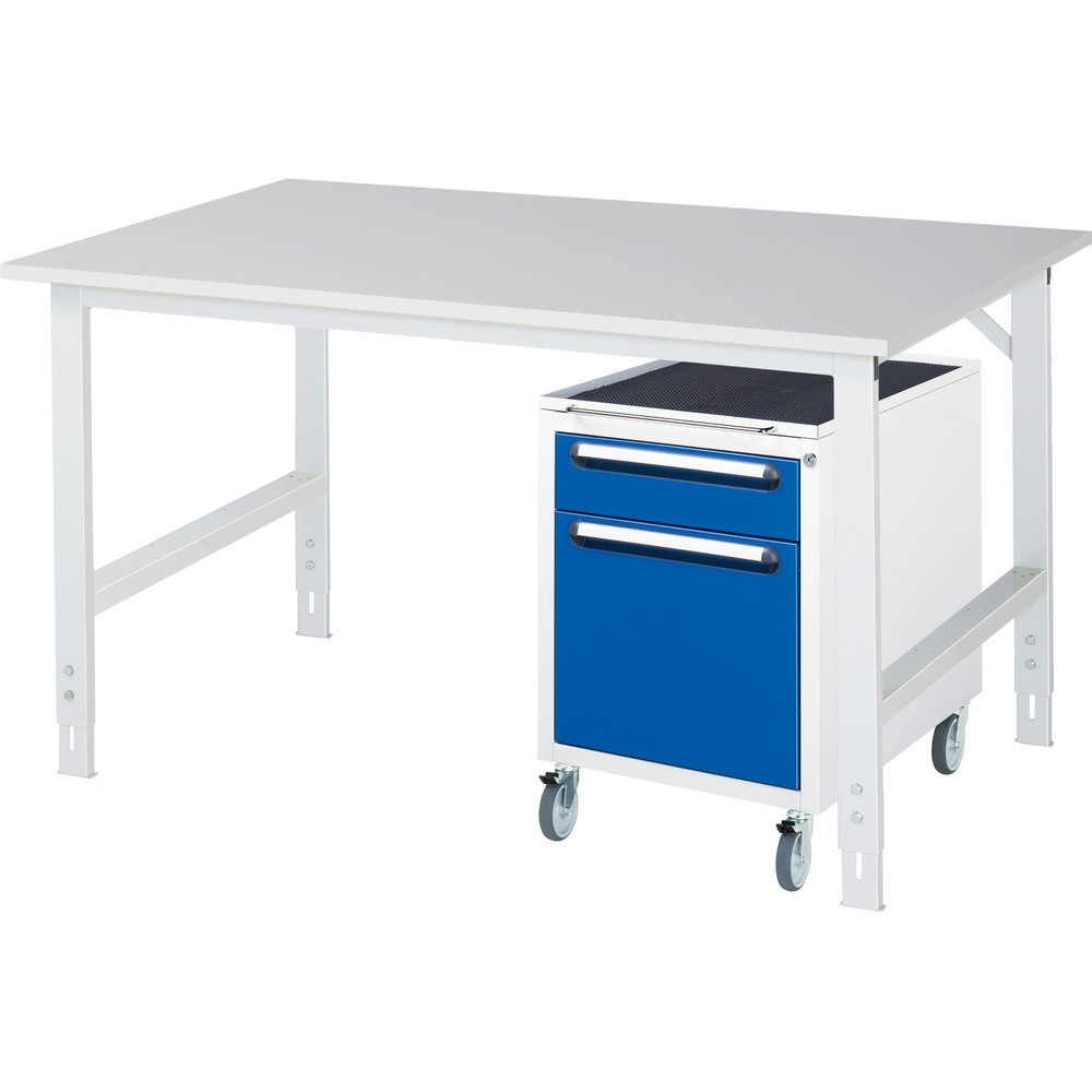 Product afbeelding: Werkplaatsset RAU TOM 2-delig, met werktafel, hxbxd 760-1.080 x 1.500 x 1.000 mm, werkblad met melaminelaag, excl. rolcontainer met 2 lades, hxbxd 690 x 480 x 600 mm