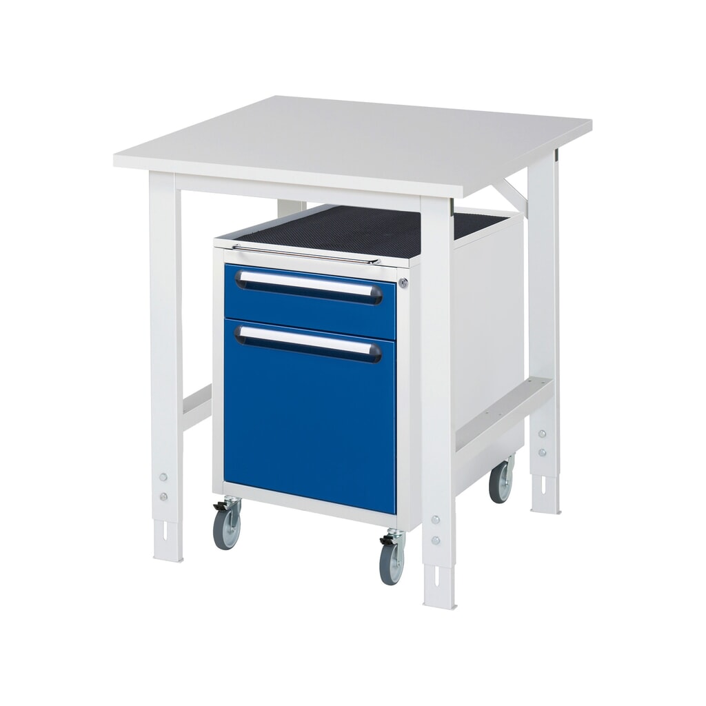 Product afbeelding: Werkplaatsset RAU TOM 2-delig, met werktafel, hxbxd 760-1.080 x 750 x 800 mm, werkblad met melaminelaag, excl. rolcontainer met 2 lades, hxbxd 690 x 480 x 600 mm