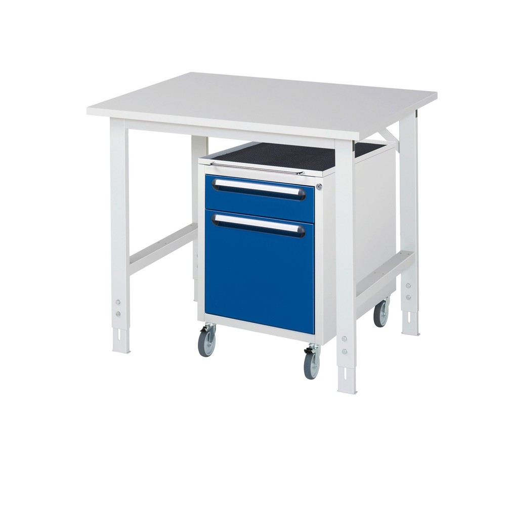 Product afbeelding: Werkplaatsset RAU TOM 2-delig, met werktafel, hxbxd 760-1.080 x 1.000 x 800 mm, werkblad met melaminelaag, excl. rolcontainer met 2 lades, hxbxd 690 x 480 x 600 mm