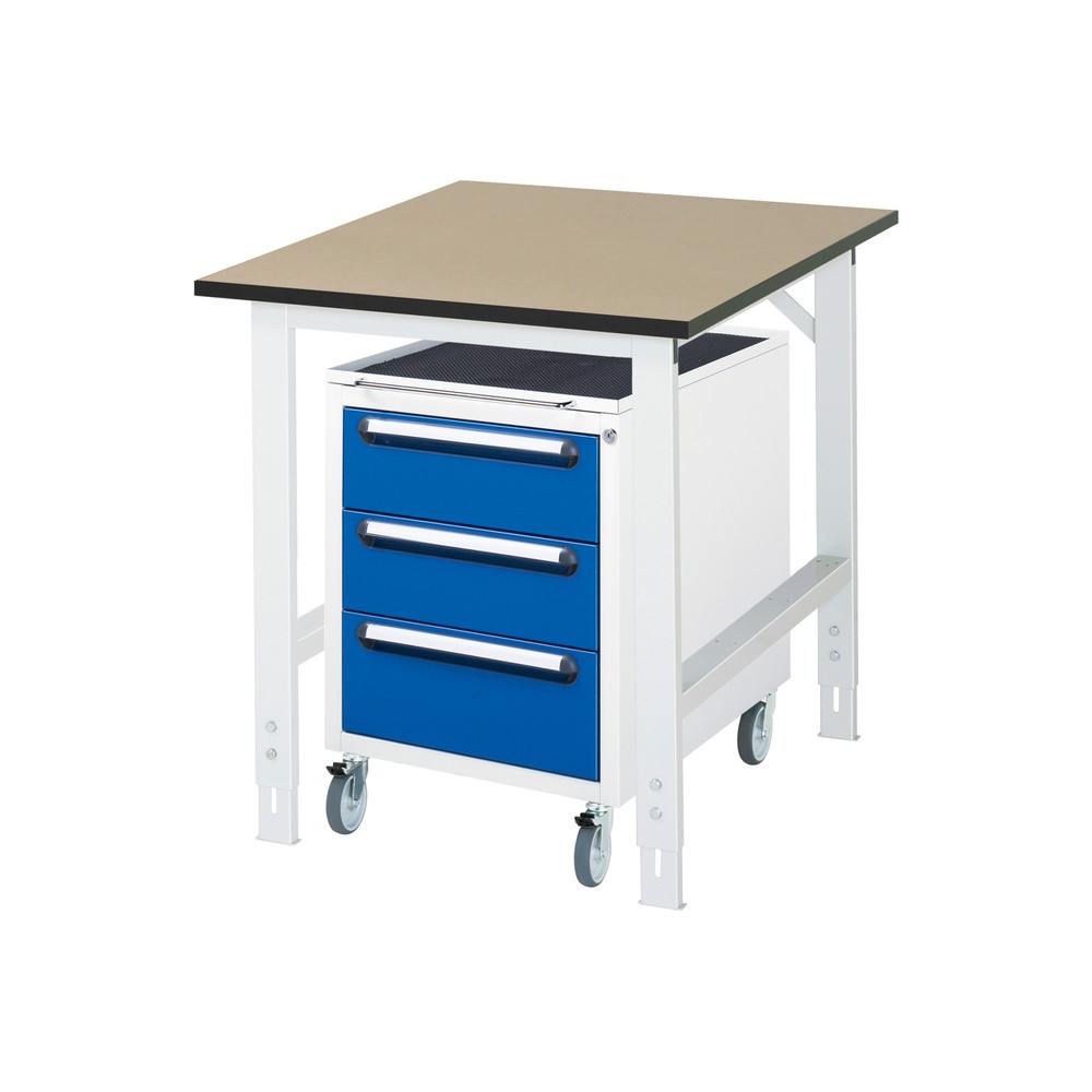 Product afbeelding: Werkplaatsset RAU TOM 2-delig, met werktafel, hxbxd 760-1.080 x 750 x 1.000 mm, mdf werkblad, excl. rolcontainer met 3 lades, hxbxd 690 x 480 x 600 mm
