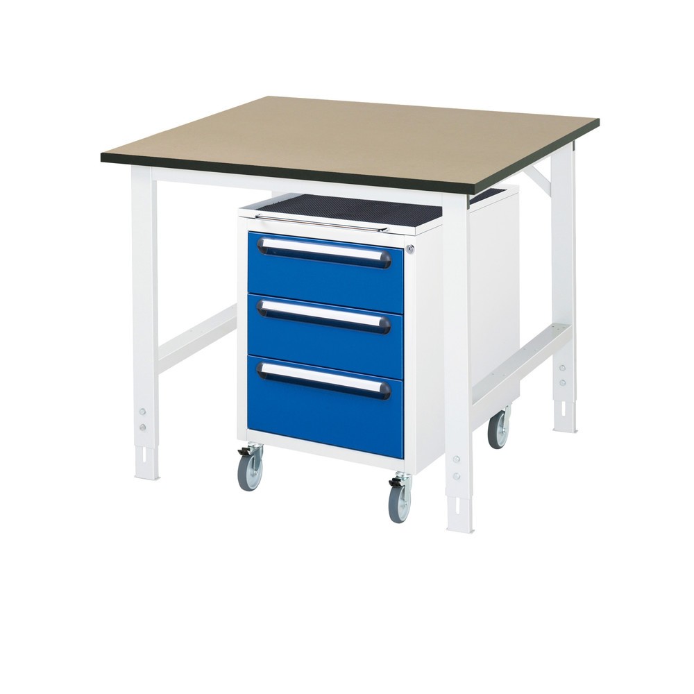 Product afbeelding: Werkplaatsset RAU TOM 2-delig, met werktafel, hxbxd 760-1.080 x 1.000 x 1.000 mm, mdf werkblad, excl. rolcontainer met 3 lades, hxbxd 690 x 480 x 600 mm