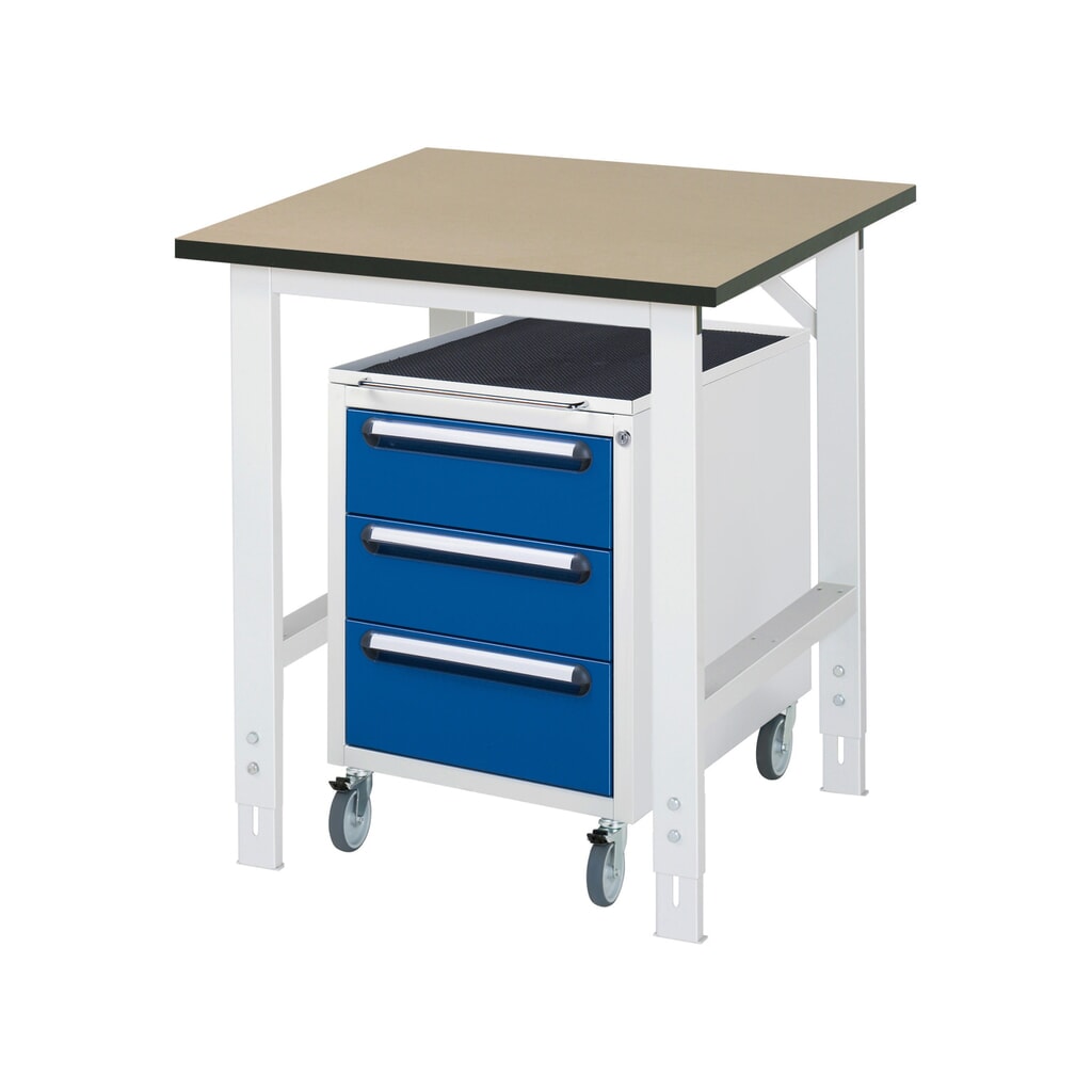 Werkplaatsset RAU TOM 2-delig, met werktafel, hxbxd 760-1.080 x 750 x 800 mm, mdf werkblad, excl. rolcontainer met 3 lades, hxbxd 690 x 480 x 600 mm Product afbeelding: Werkplaatsset RAU TOM 2-delig, met werktafel, hxbxd 760-1.080 x 750 x 800 mm, mdf werkblad, excl. rolcontainer met 3 lades, hxbxd 690 x 480 x 600 mm