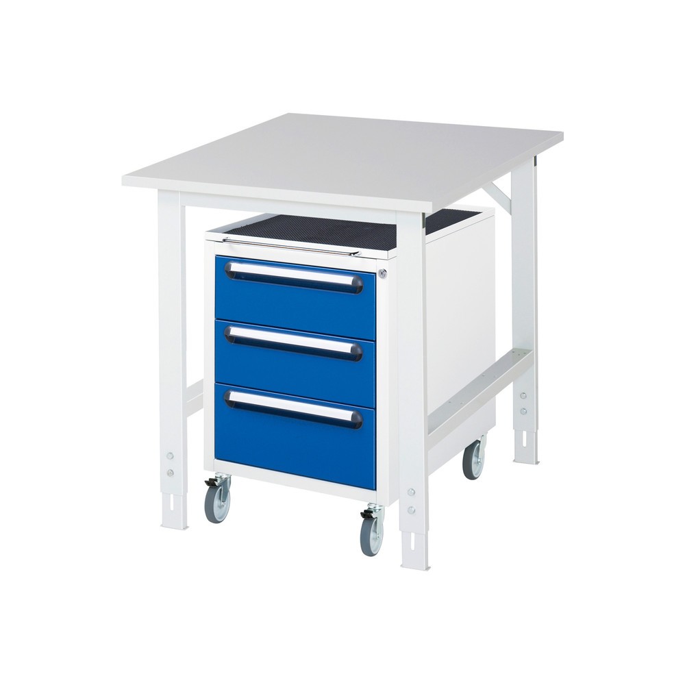 Product afbeelding: Werkplaatsset RAU TOM 2-delig, met werktafel, hxbxd 760-1.080 x 750 x 1.000 mm, werkblad met melaminelaag, excl. rolcontainer met 3 lades, hxbxd 690 x 480 x 600 mm