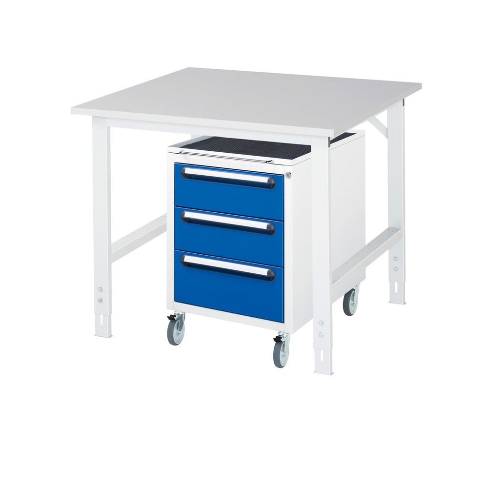 Product afbeelding: Werkplaatsset RAU TOM 2-delig, met werktafel, hxbxd 760-1.080 x 1.000 x 1.000 mm, werkblad met melaminelaag, excl. rolcontainer met 3 lades, hxbxd 690 x 480 x 600 mm