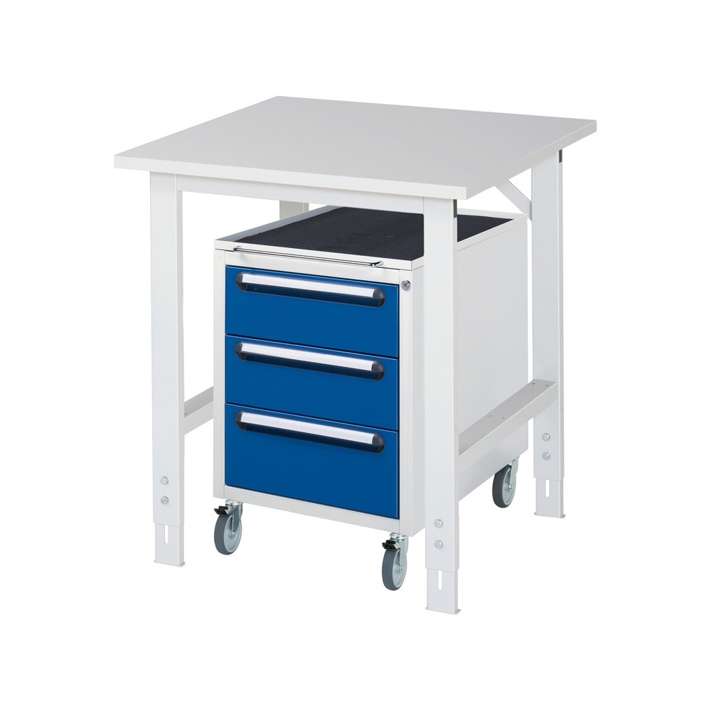 Product afbeelding: Werkplaatsset RAU TOM 2-delig, met werktafel, hxbxd 760-1.080 x 750 x 800 mm, werkblad met melaminelaag, excl. rolcontainer met 3 lades, hxbxd 690 x 480 x 600 mm