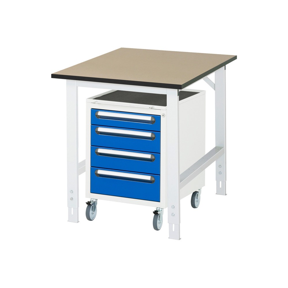 Product afbeelding: Werkplaatsset RAU TOM 2-delig, met werktafel, hxbxd 760-1.080 x 750 x 1.000 mm, mdf werkblad, excl. rolcontainer met 3 lades, hxbxd 690 x 480 x 600 mm