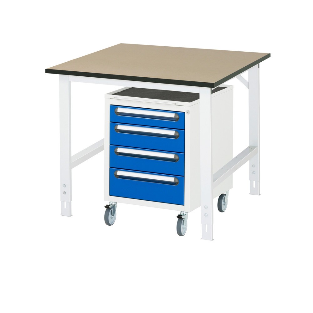 Product afbeelding: Werkplaatsset RAU TOM 2-delig, met werktafel, hxbxd 760-1.080 x 1.000 x 1.000 mm, mdf werkblad, excl. rolcontainer met 3 lades, hxbxd 690 x 480 x 600 mm