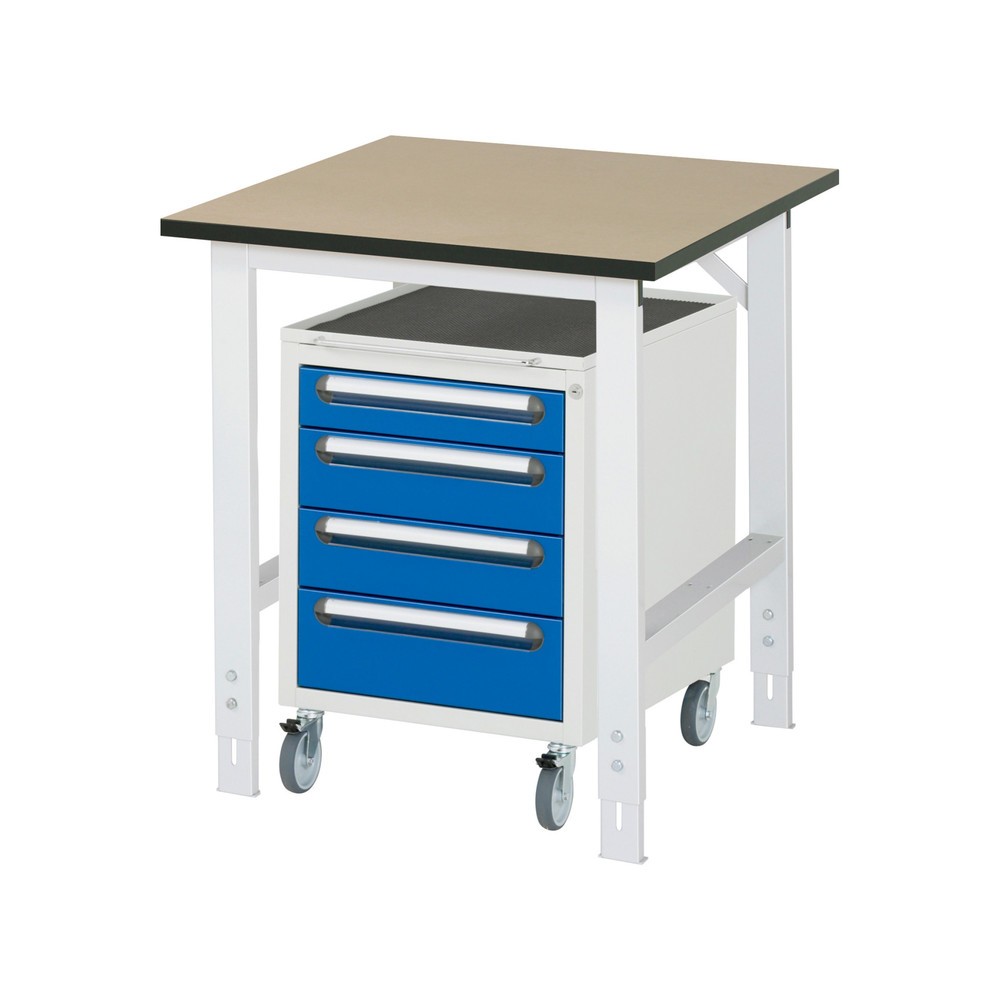 Product afbeelding: Werkplaatsset RAU TOM 2-delig, met werktafel, hxbxd 760-1.080 x 750 x 800 mm, mdf werkblad, excl. rolcontainer met 3 lades, hxbxd 690 x 480 x 600 mm
