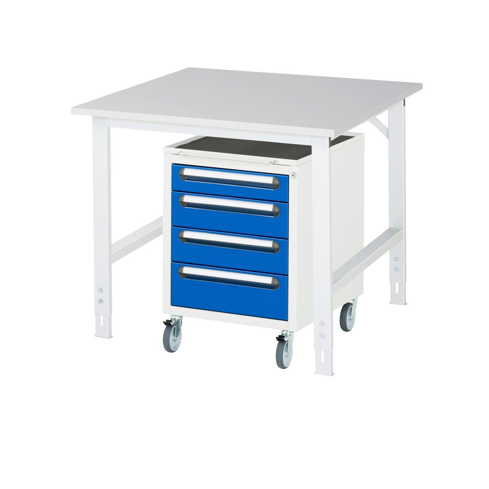 Product afbeelding: Werkplaatsset RAU TOM 2-delig, met werktafel, hxbxd 760-1.080 x 1.000 x 1.000 mm, werkblad met melaminelaag, excl. rolcontainer met 3 lades, hxbxd 690 x 480 x 600 mm