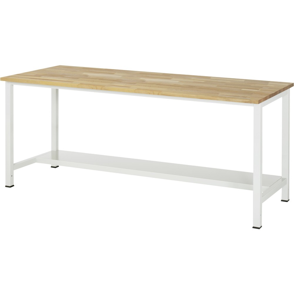 Productafbeelding nr. 1: Werktafel RAU 900 met legbord diepte 320 mm, hxbxd 825 x 2.500 x 800 mm, massief beuken werkblad
