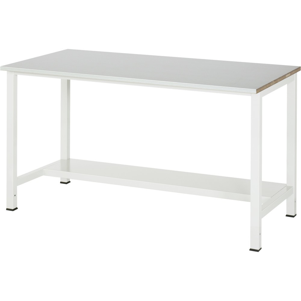 Productafbeelding nr. 1: Werktafel RAU 900 met legbord diepte 320 mm, hxbxd 825 x 1.500 x 800 mm, werkblad van roestvrijstalen plaat