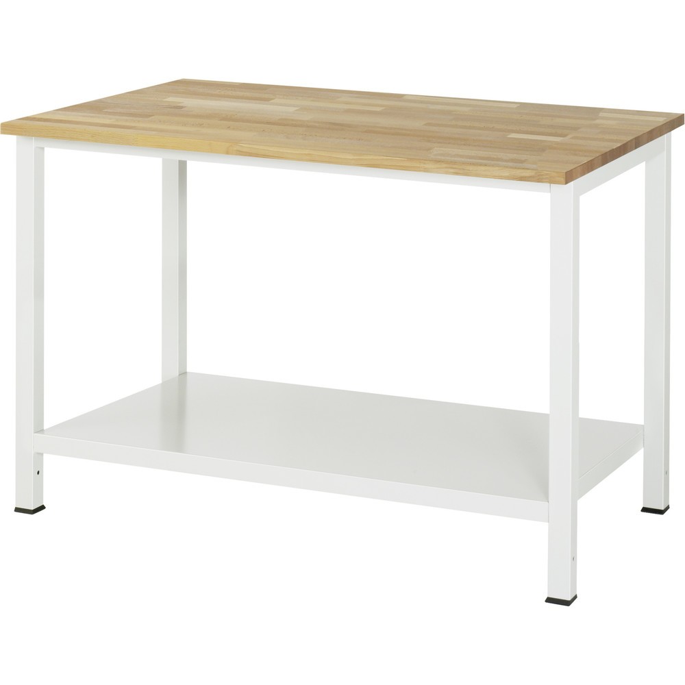 Productafbeelding nr. 1: Werktafel RAU 900 met legbord diepte 650 mm, hxbxd 825 x 1.250 x 800 mm, massief beuken werkblad