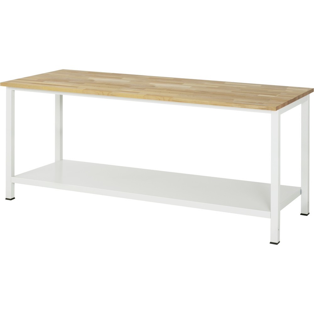 Productafbeelding nr. 1: Werktafel RAU 900 met legbord diepte 650 mm, hxbxd 825 x 2.500 x 800 mm, massief beuken werkblad
