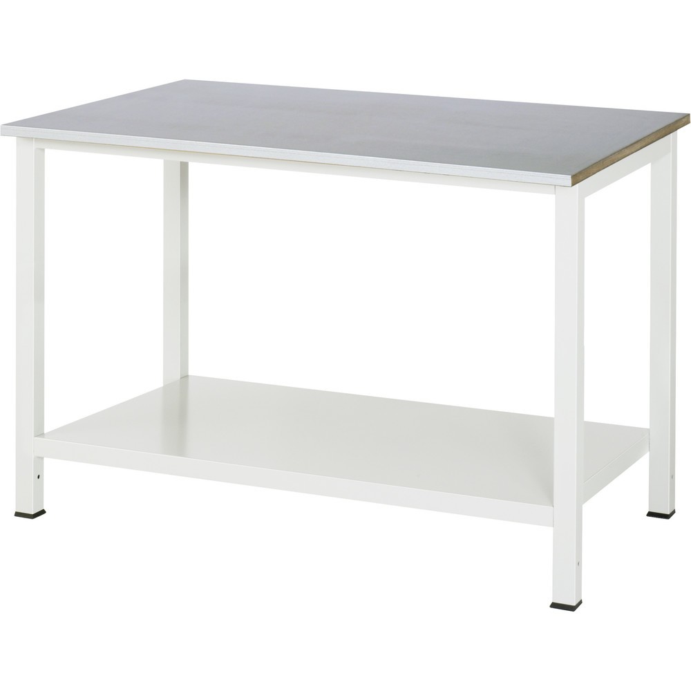 Productafbeelding nr. 1: Werktafel RAU 900 met legbord diepte 650 mm, hxbxd 825 x 1.250 x 800 mm, werkblad met laag plaatstaal