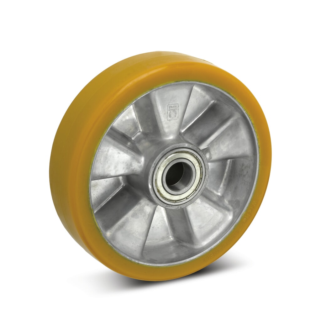 PU-wiel Wicke Topthane®, groefkogellager, Ø x b 150 x 50 mm, cap. 640 kg Product afbeelding: PU-wiel Wicke Topthane®, groefkogellager, Ø x b 150 x 50 mm, cap. 640 kg