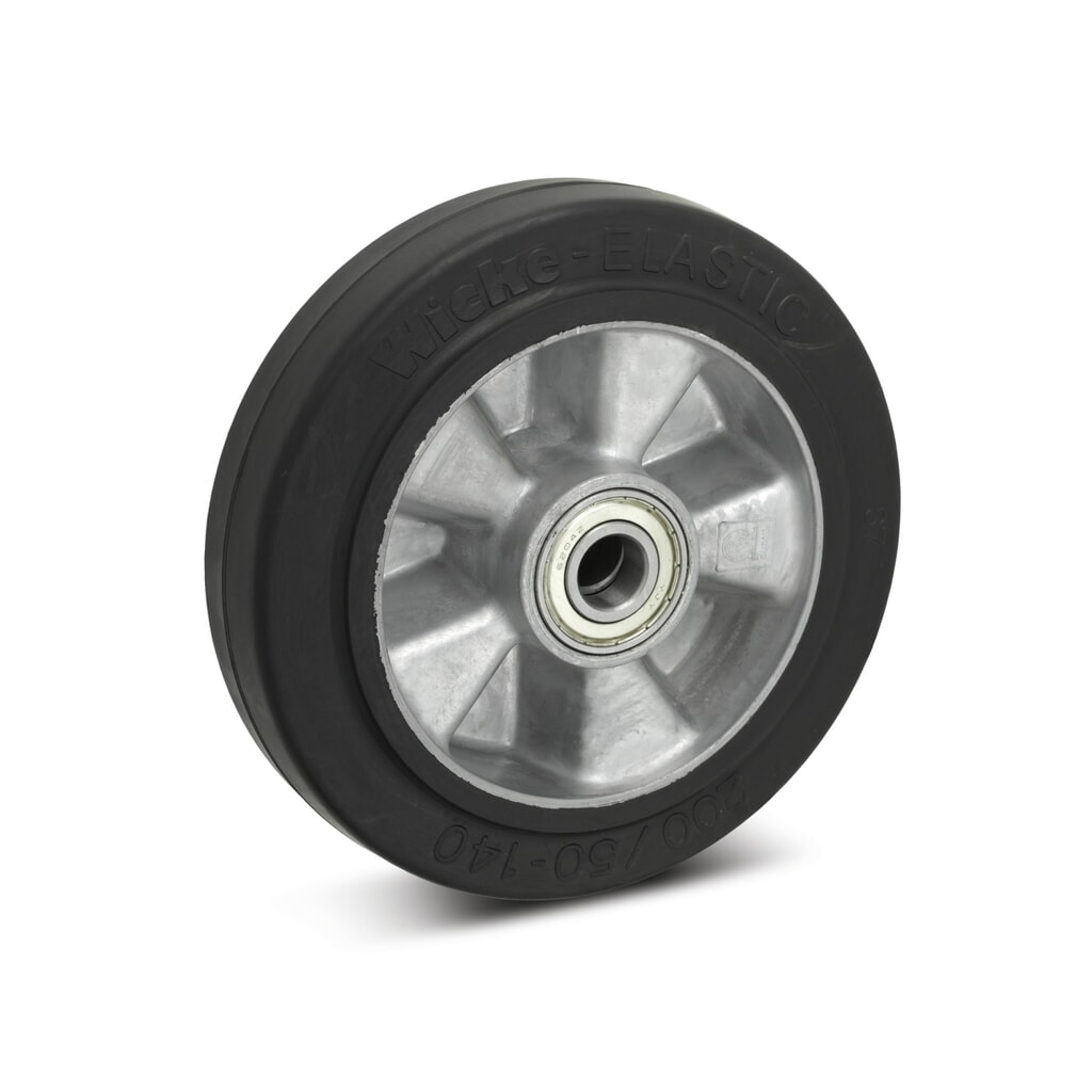 Wiel van elastisch massief rubber Wicke, groefkogellager, Ø x b 100 x 40 mm, cap. 180 kg Product afbeelding: Wiel van elastisch massief rubber Wicke, groefkogellager, Ø x b 100 x 40 mm, cap. 180 kg
