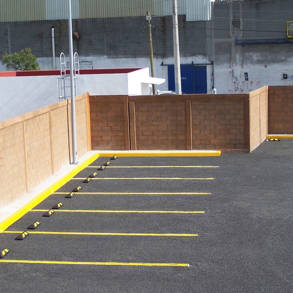 Wielstopper Justrite® Mini Park-It®, gerecycled rubber, breedte 550 mm, zwart/geel Product afbeelding: Wielstopper Justrite® Mini Park-It®, gerecycled rubber, breedte 550 mm, zwart/geel