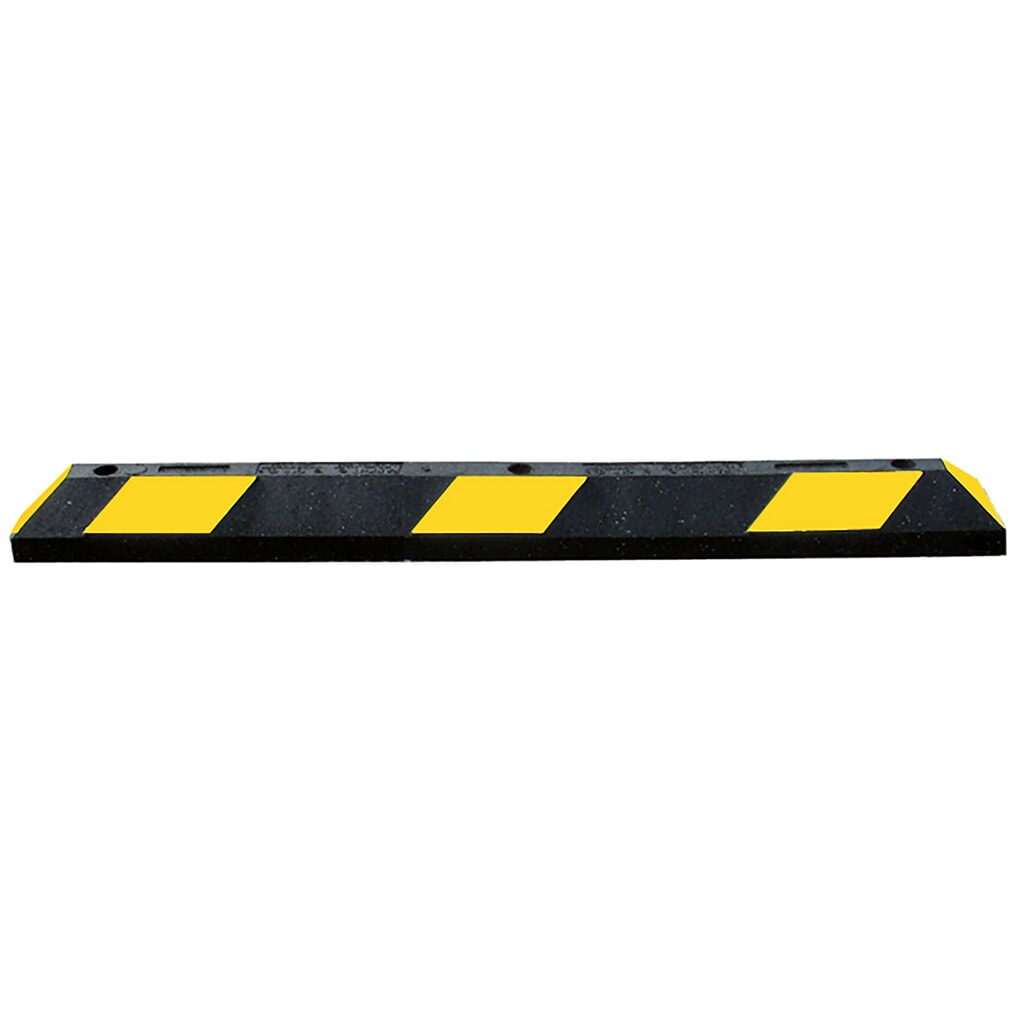 Wielstopper Justrite® Park-It®, gerecycled rubber, breedte 1800 mm, zwart/geel Product afbeelding: Wielstopper Justrite® Park-It®, gerecycled rubber, breedte 1800 mm, zwart/geel