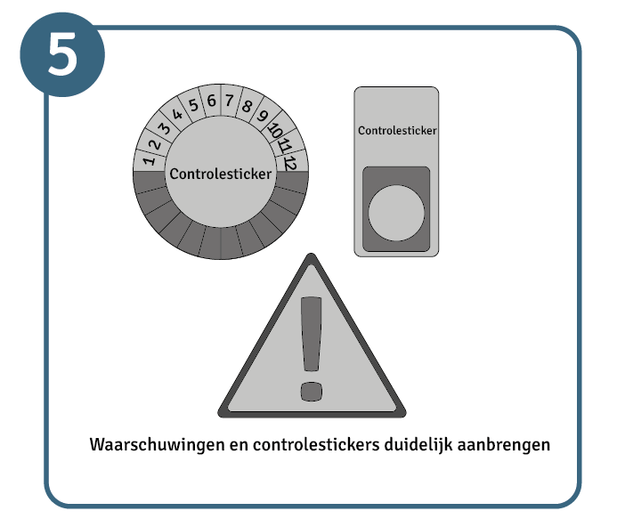 Werken op een ladder, stap 5 veiligheidscontrole: ladders van stickers voorzien