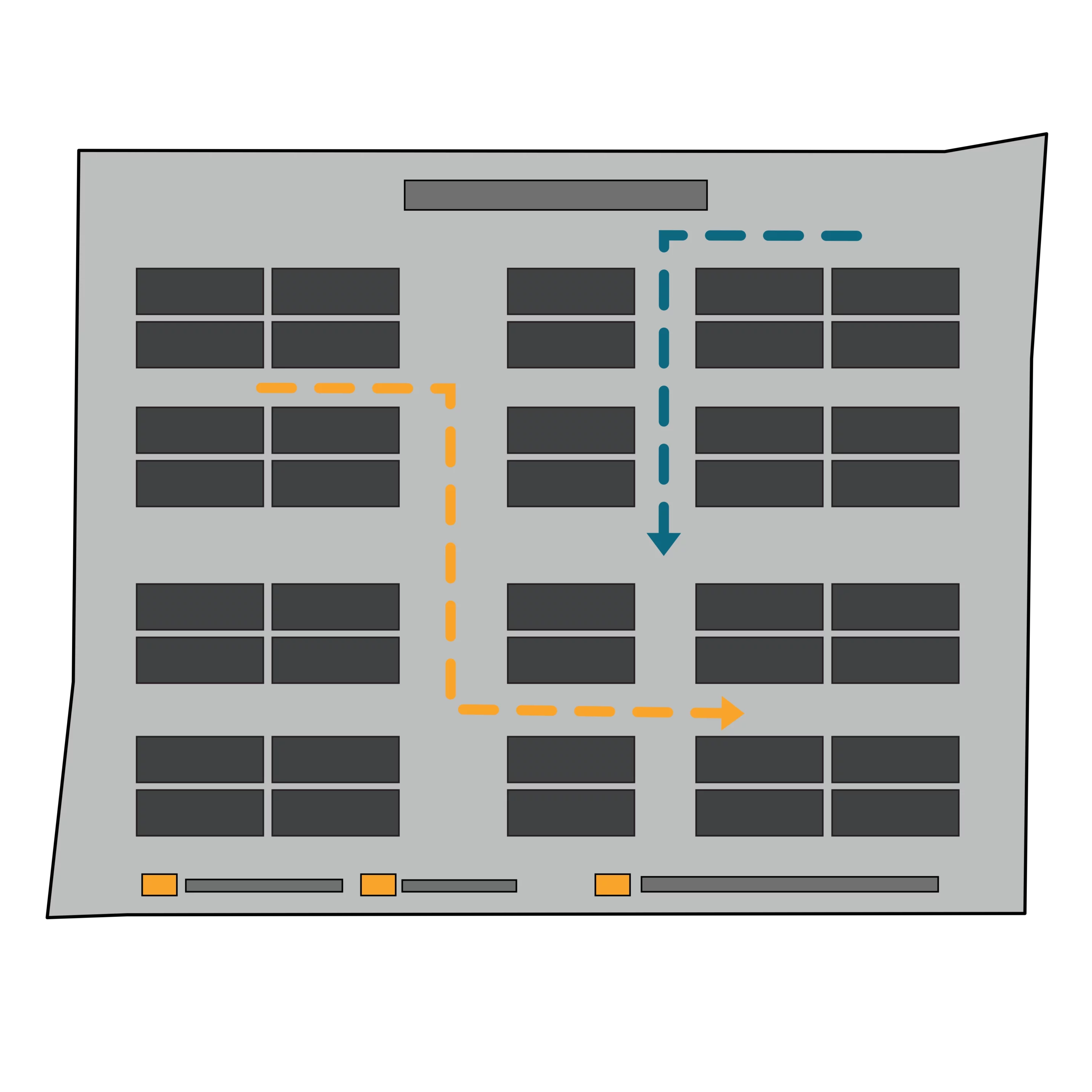 Icoon toont de layout van het magazijn als onderdeel van de magazijnindeling