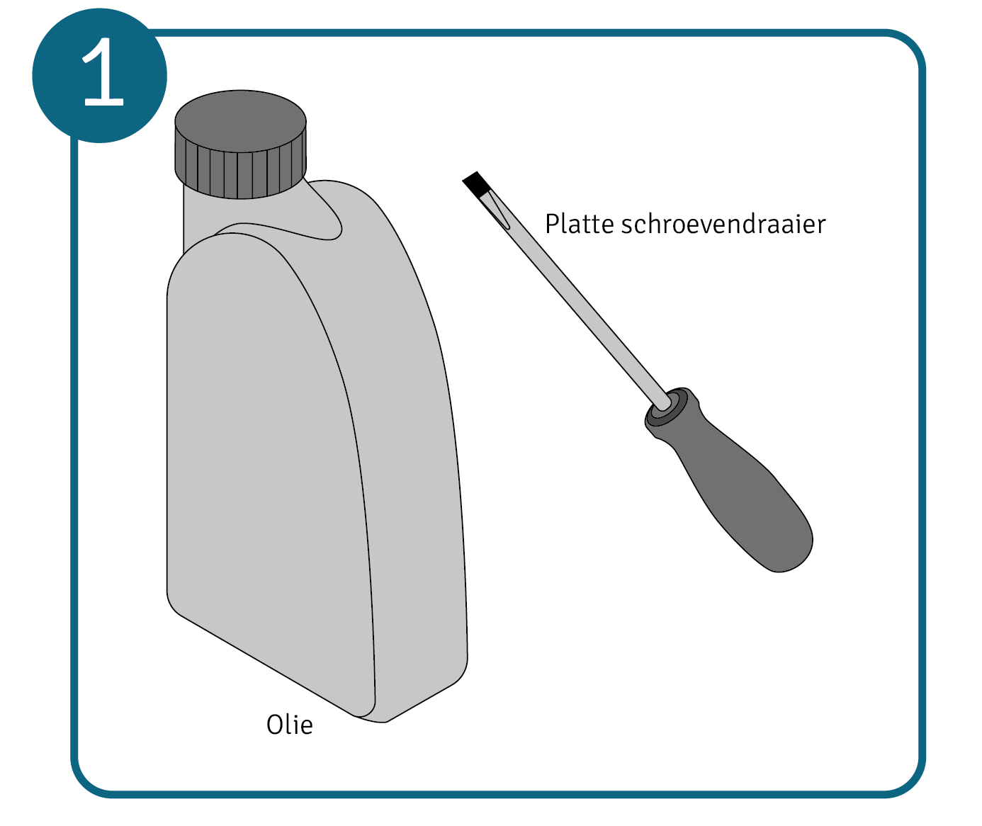 Platte schroevendraaier en olie om bij te vullen