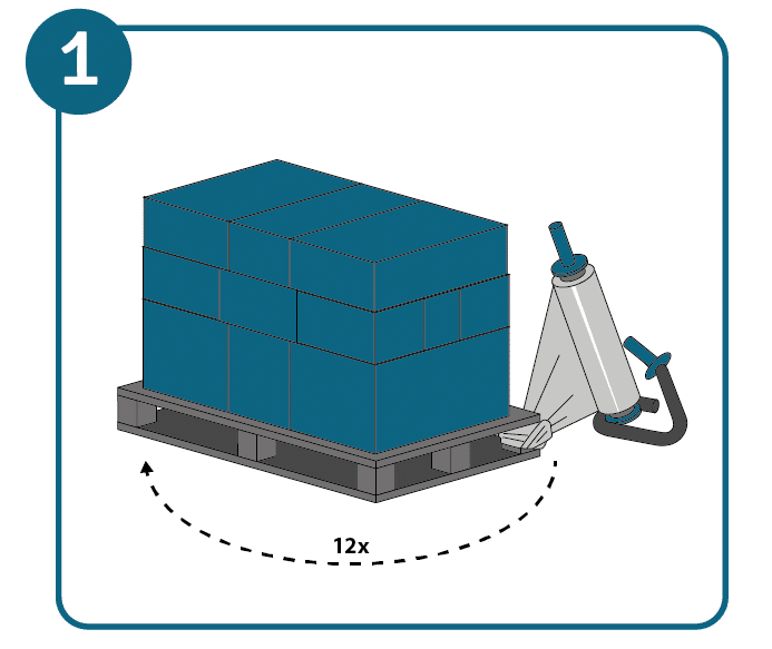 Pallet sealen, stap 1: pallet aan de onderkant wikkelen